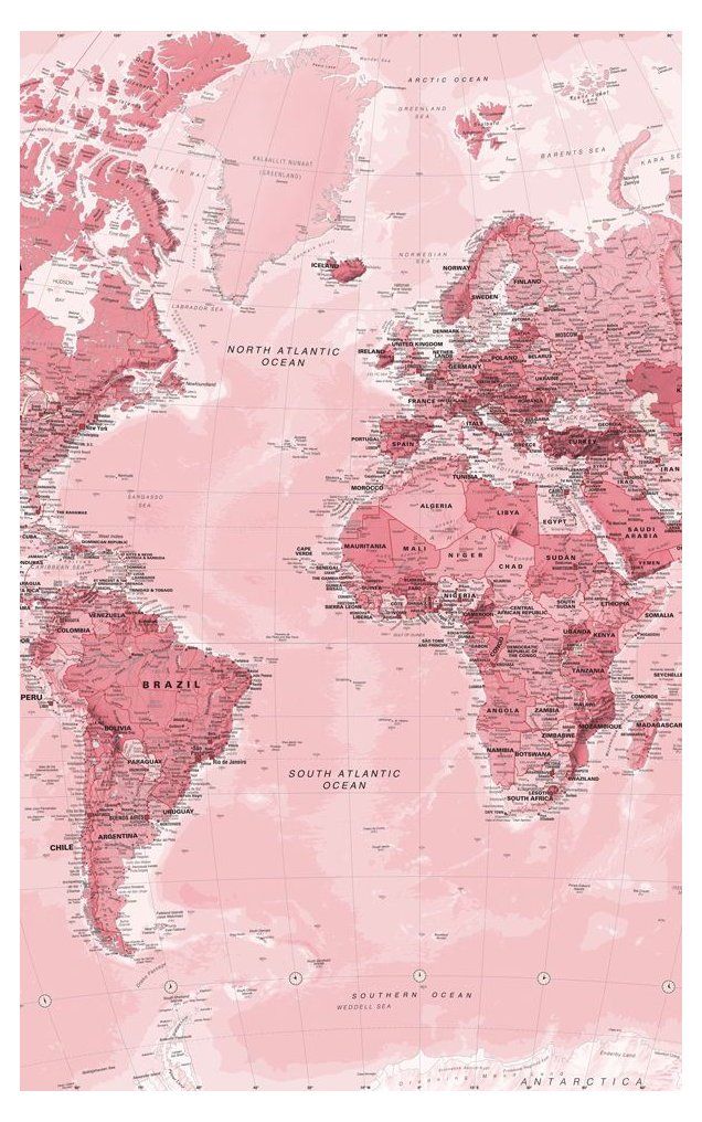 Pink World Map Wall Mural