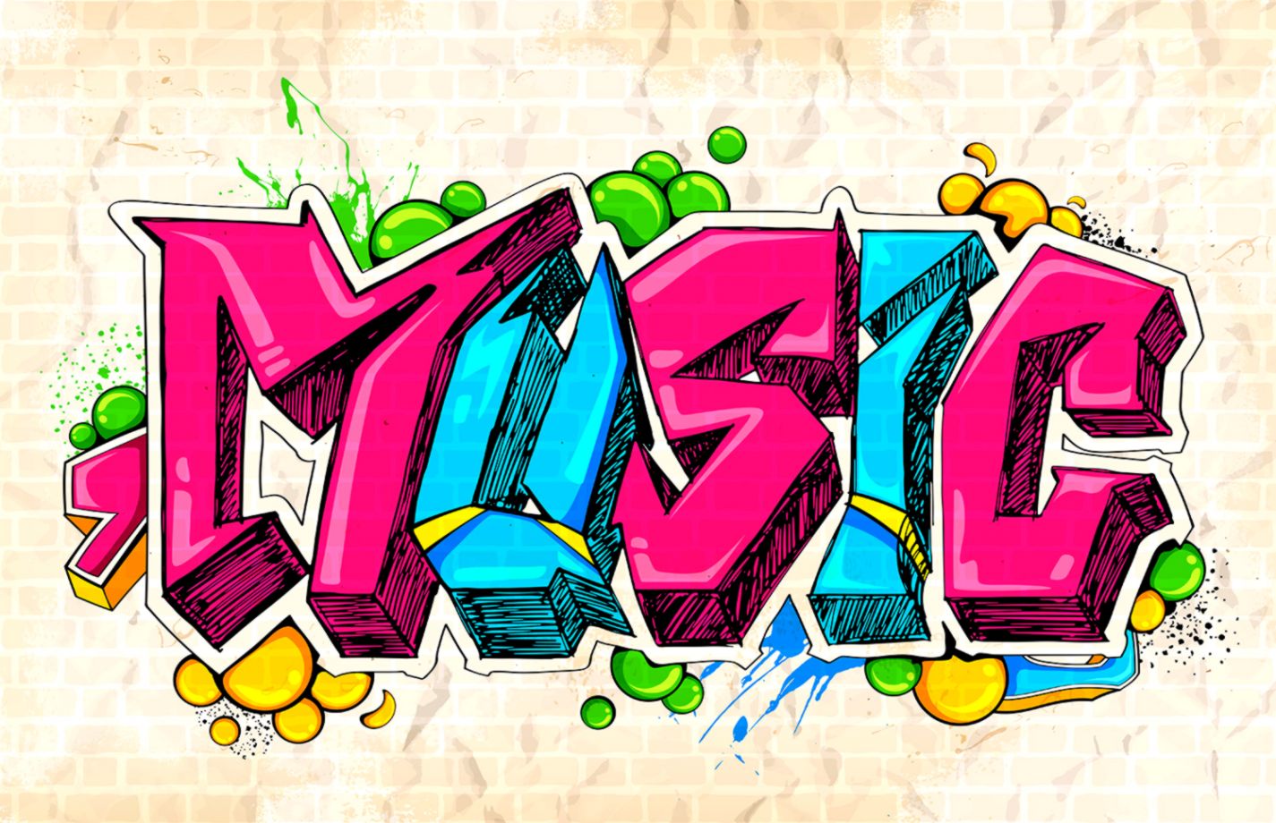 Music Graffiti Text Wallpaper Wall Decor