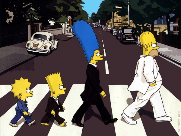The Simpsons Beatles Abbey Road Wallpaper