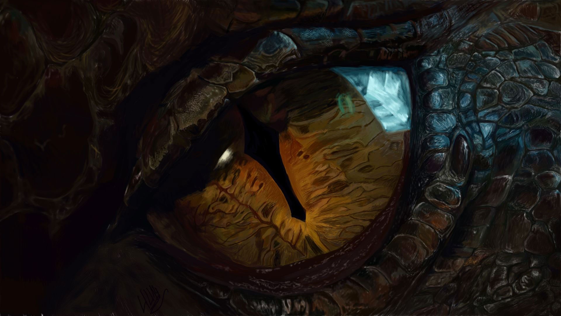Hobbit 3 Eye Smaug Wallpaper HD 1920 x 1080