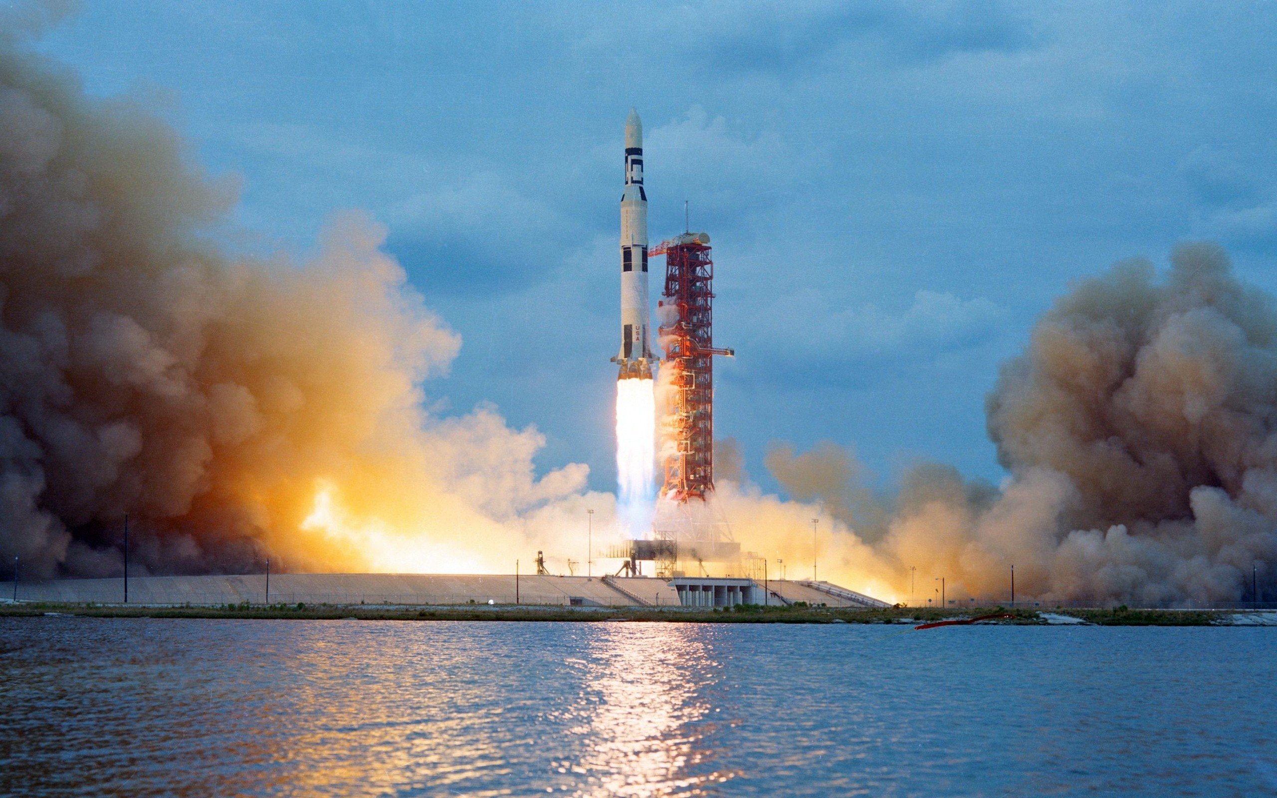 Saturn V Rocket Launch Pads Nasa Apollo Scanned Image Wallpaper HD