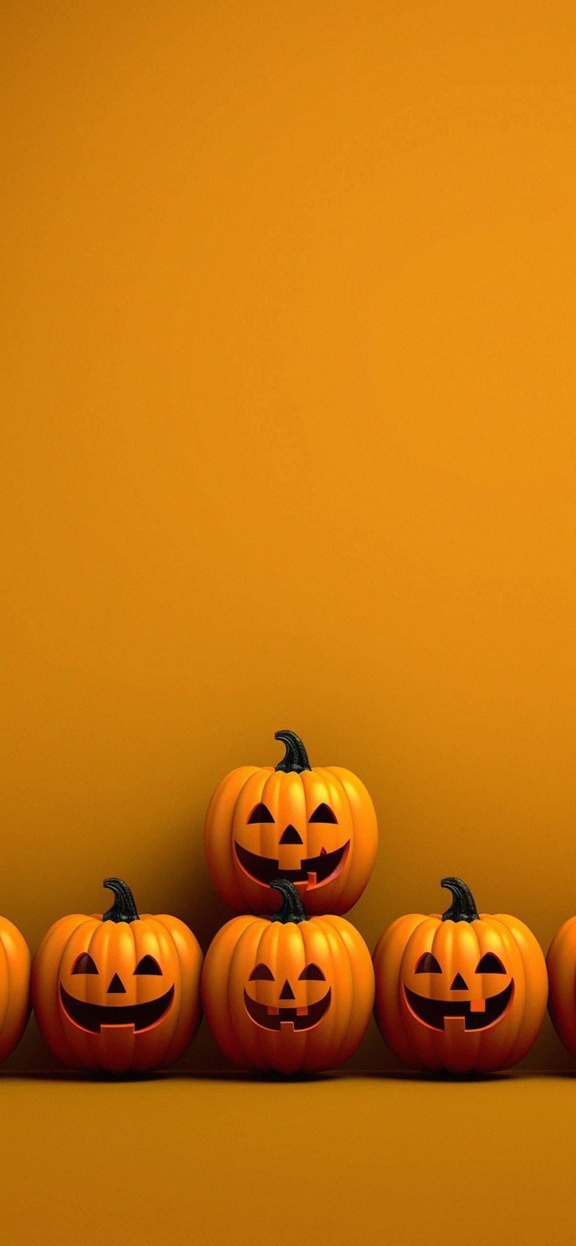 Halloween Minimalist Orange Wallpaper HD Pumpkin