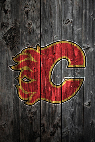 Calgary Flames Wood iPhone 4 Background