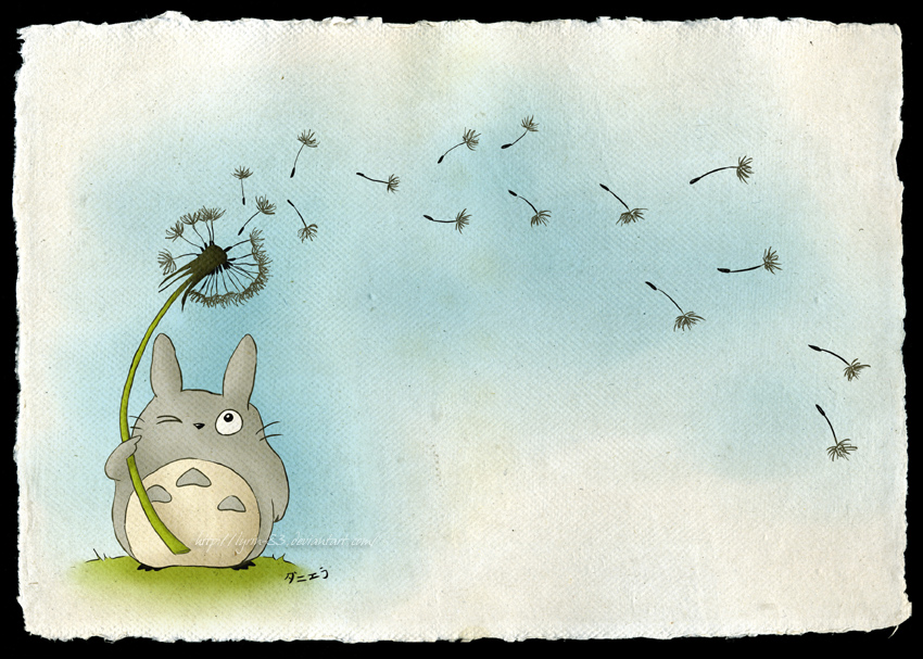 Totoro With A Dandelion By Lyrin