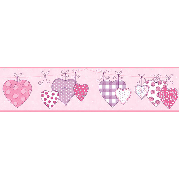 Free download Hanging Hearts Pink Prepasted Wall Border Wall Sticker Outlet [600x600] for your
