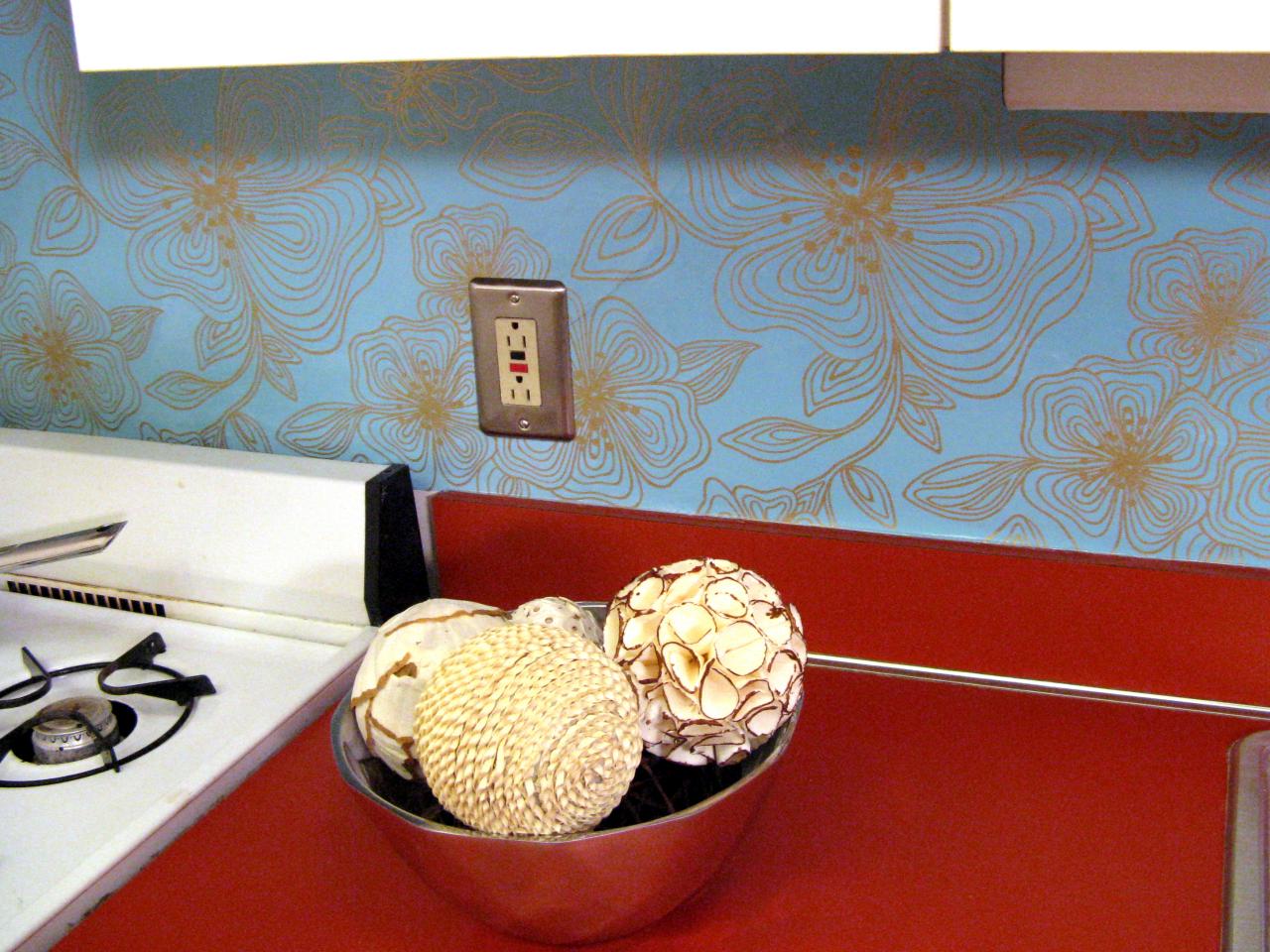 Half Day Designs Wallpapered Backsplash Kitchen Ideas Design