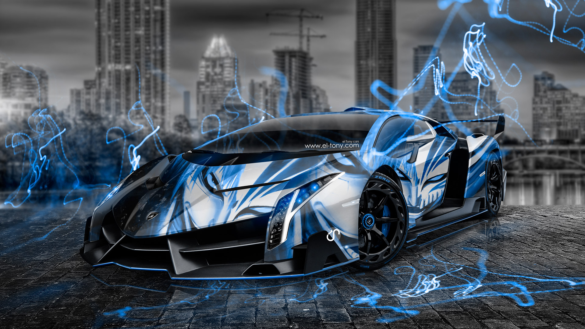 Lamborghini Veneno Wallpaper Blu HD Background Image