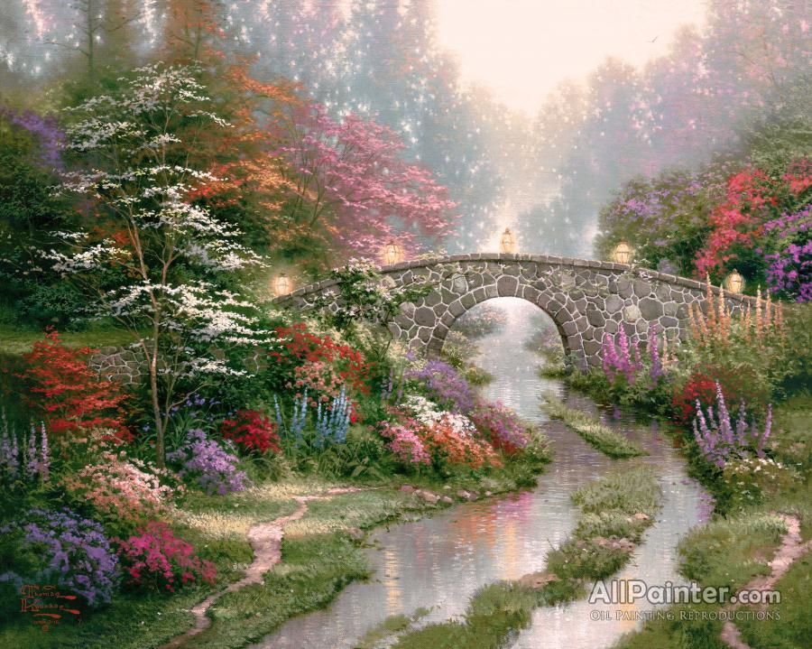 Thomas Kinkade Stillwater Bridge Oil Painting Reproductions For