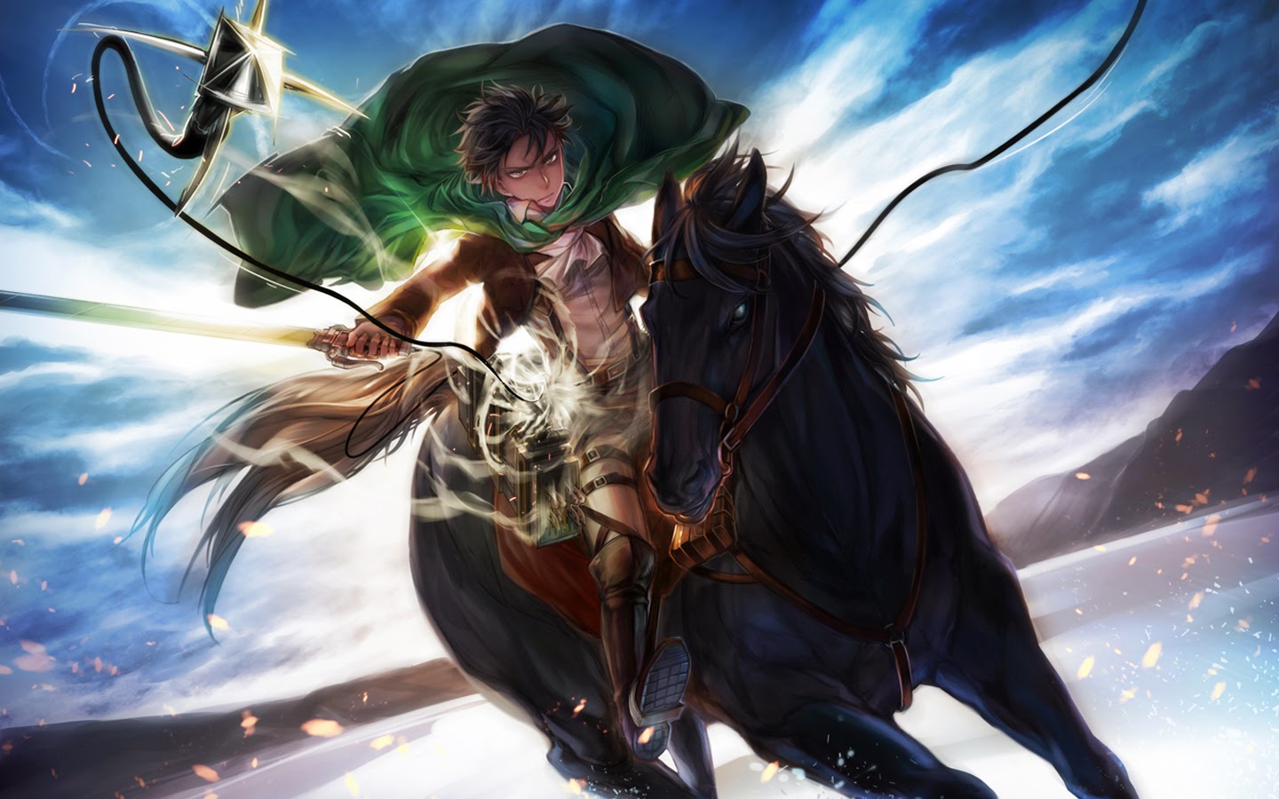 Attack On Titan Iphone Wallpaper Levi Levi riding horse attack on 1440x900