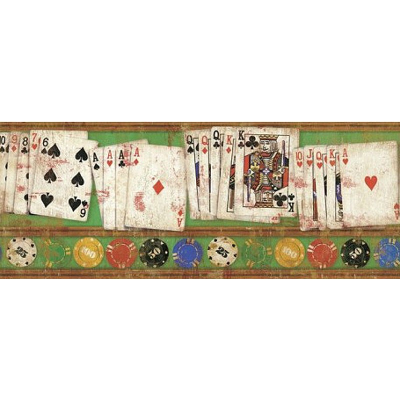 Wallpaper Border Game Room Poker Hands