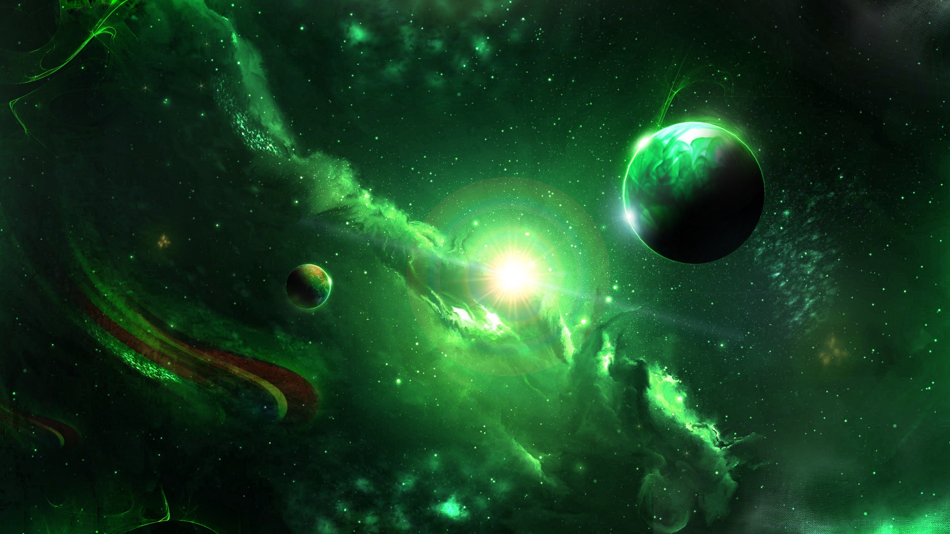 Wallpaper Space Galaxy Plas Green