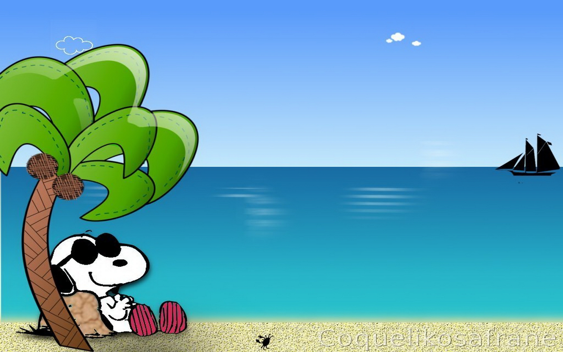 Snoopy On The Beach Wallpaper