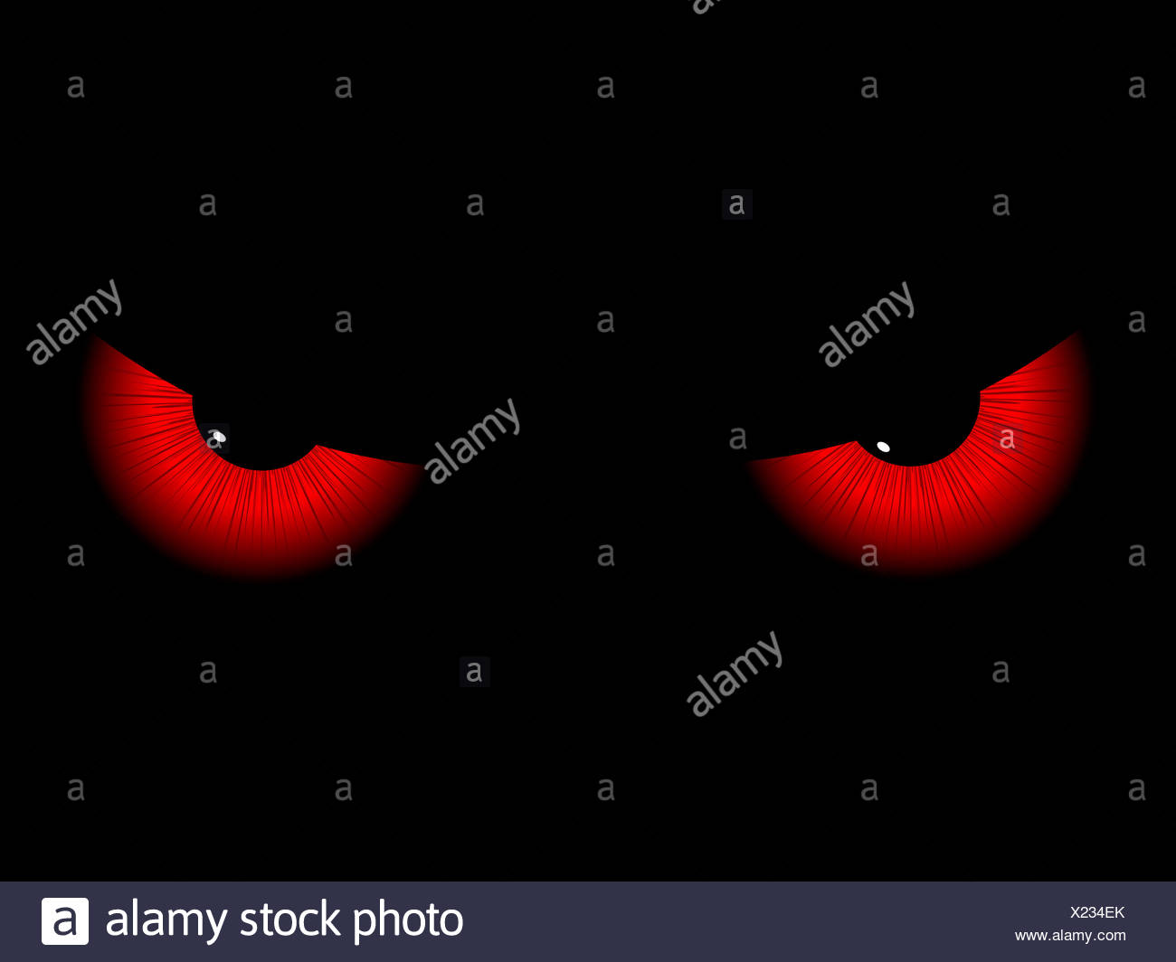 Red Evil Eyes On A Black Background Stock Photo
