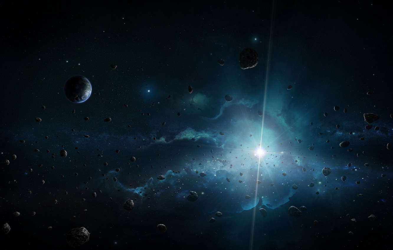 Wallpaper space star planet asteroids art bright Divine 1332x850