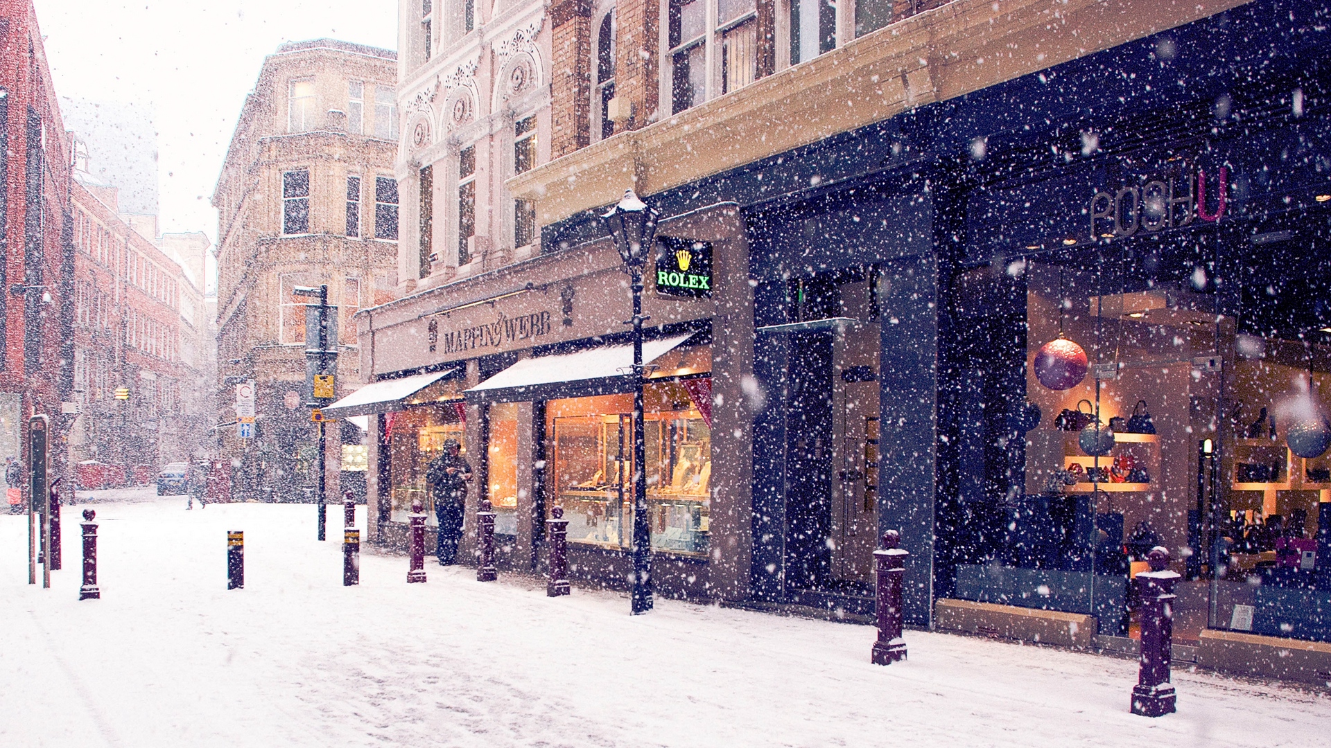 Wallpaper City Winter Europe Street Snow