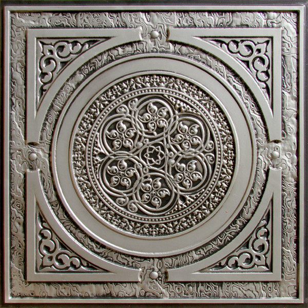 Faux Tin Ceiling Tile X24 Antique Silver Wallpaper
