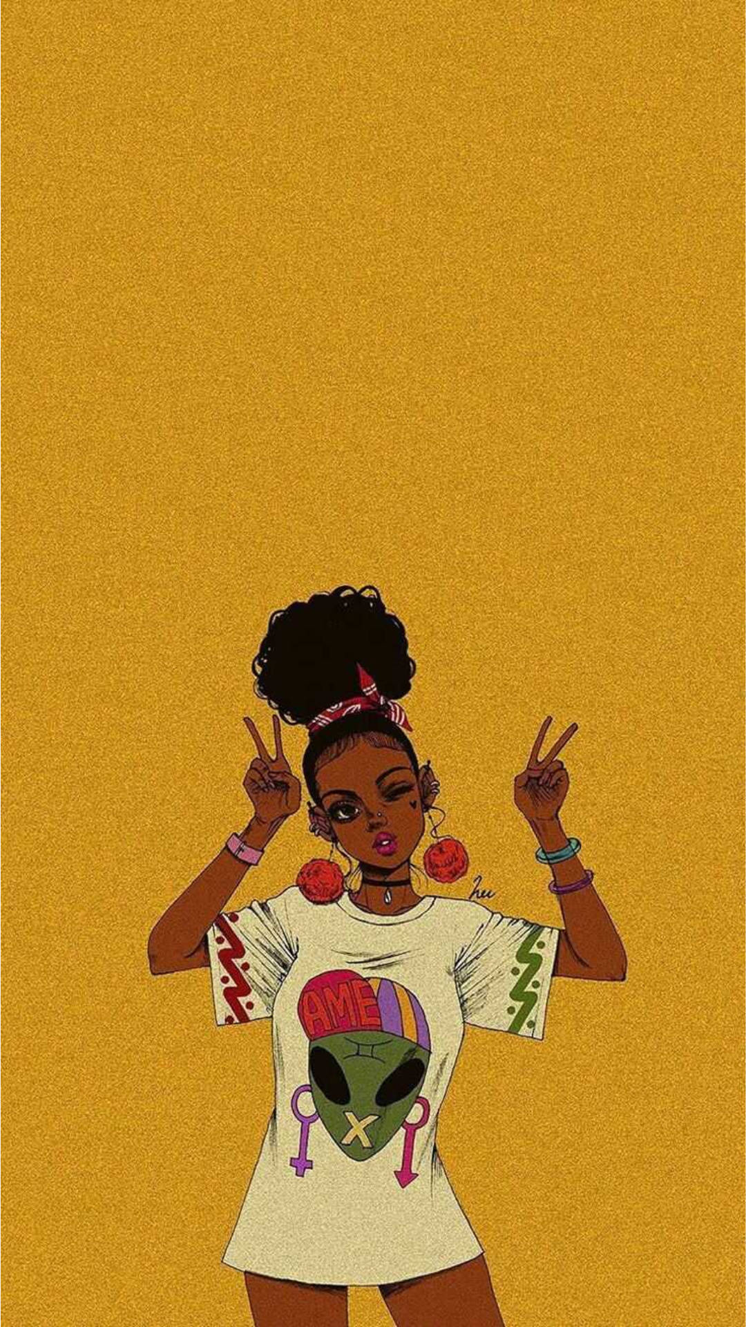 Baddie Cartoon Girl Doing V Sign 28p8yeg2f6gl1y9i Wallpaper