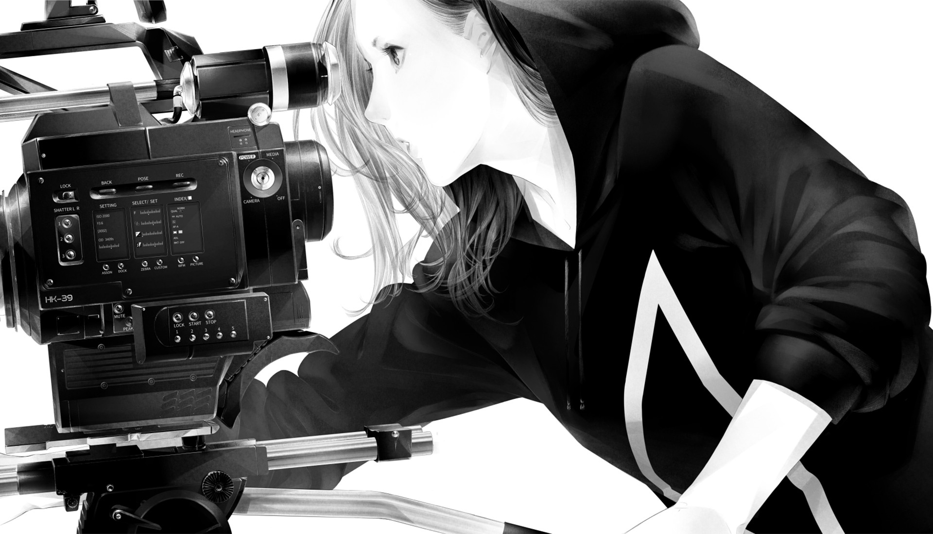 Women Profile Artwork Camera Technology Simple Background Wallpaper