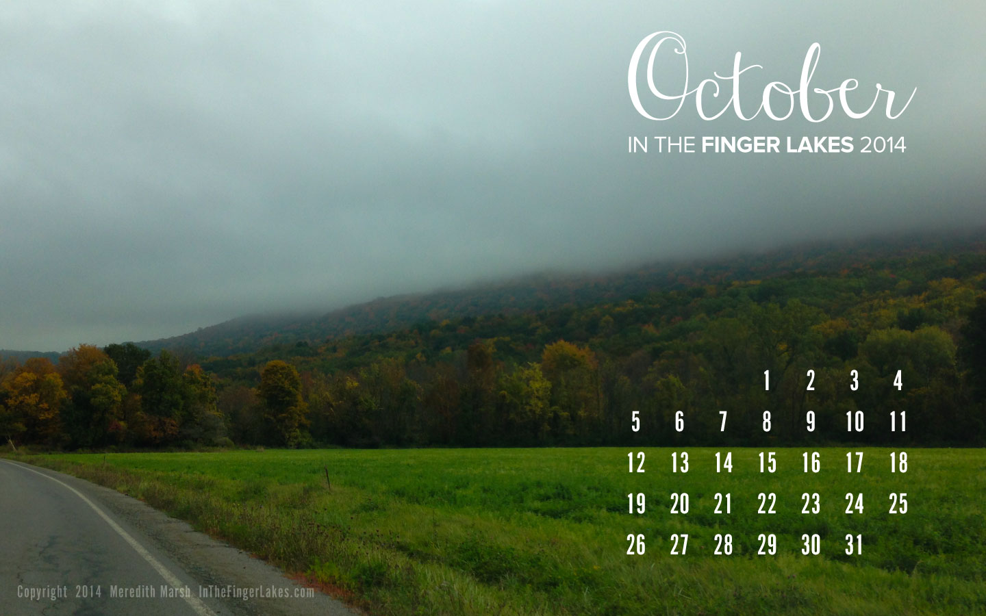 October Photo Background Calendar In The Finger Lakes