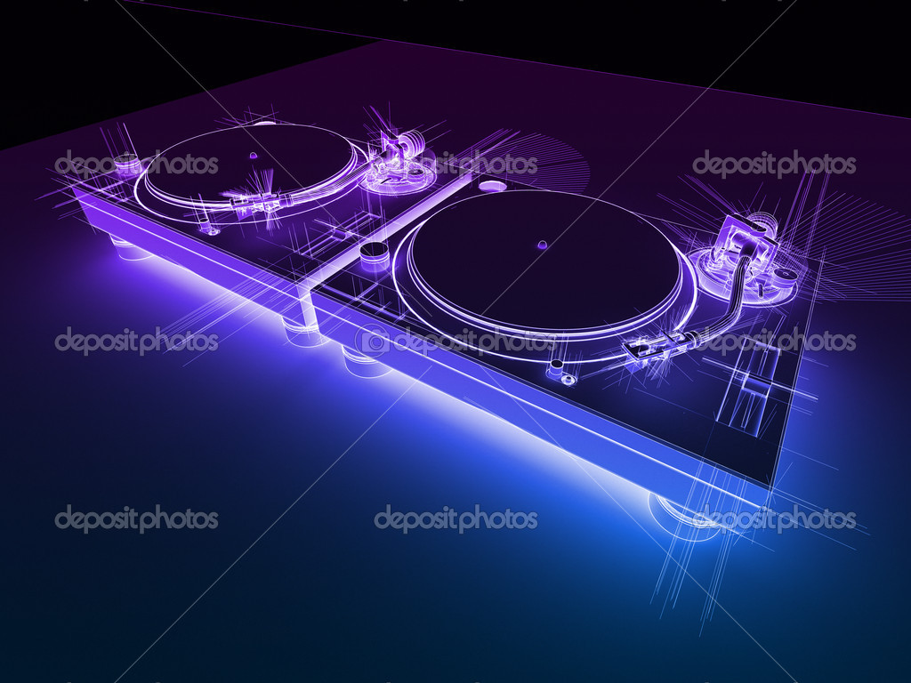 Dj Turntables 3d Neon Sketch Stock Image Chad Anderson