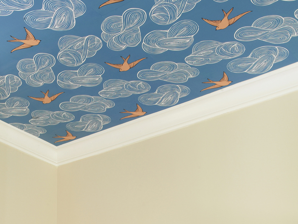 How to Wallpaper Your Ceiling Made Remade