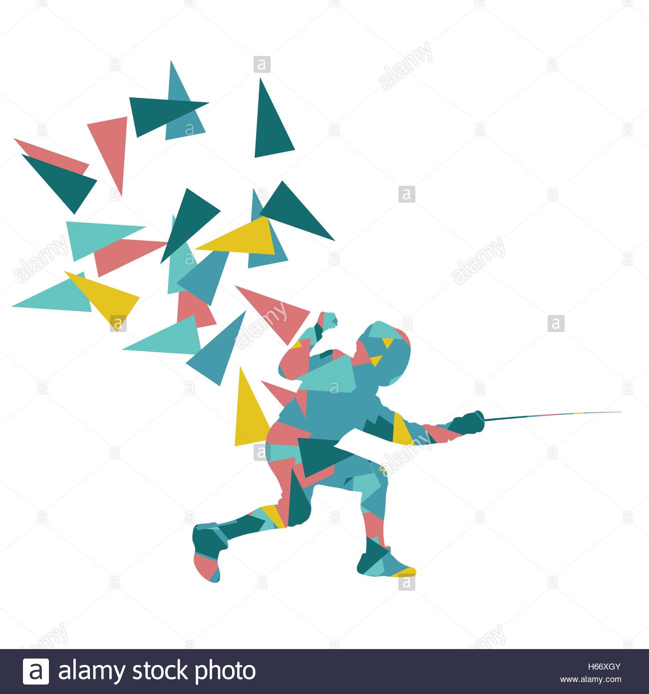 Woman Fencing Sport Vector Background Concept Illustration Made Of