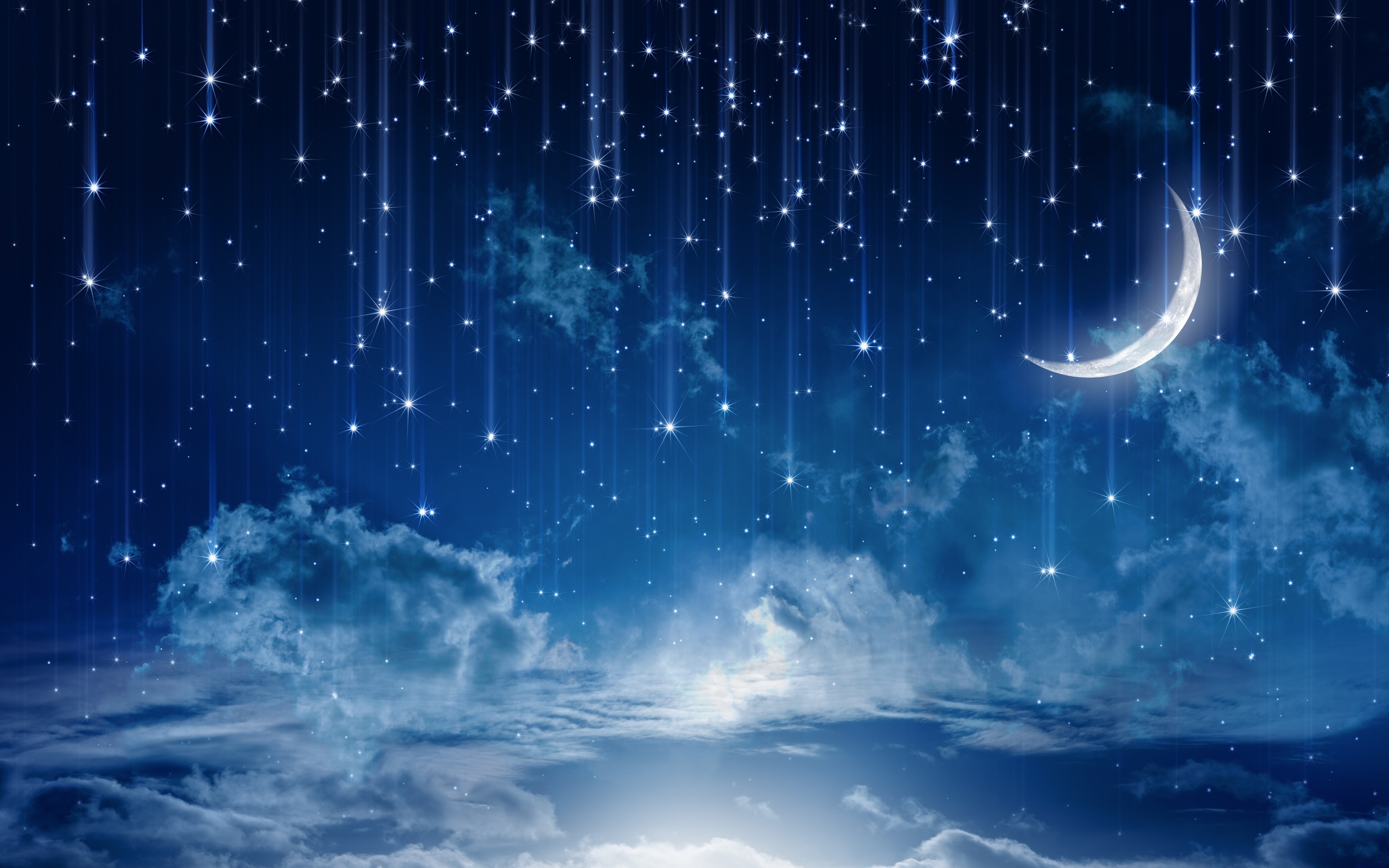  nature night stars clouds rain landscape moon wallpaper background