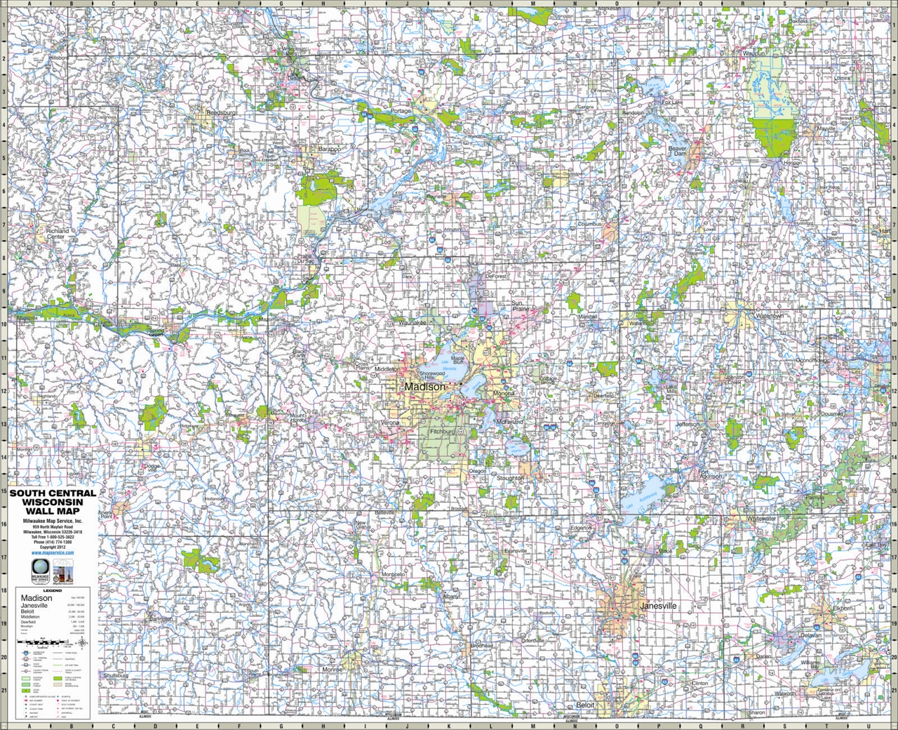 Show Details For South Central Wisconsin Highway Wall Map