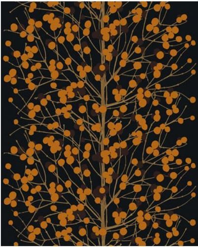 Marimekko Lumimarja Wallpaper In Orange And Brown By Erja Hirvi