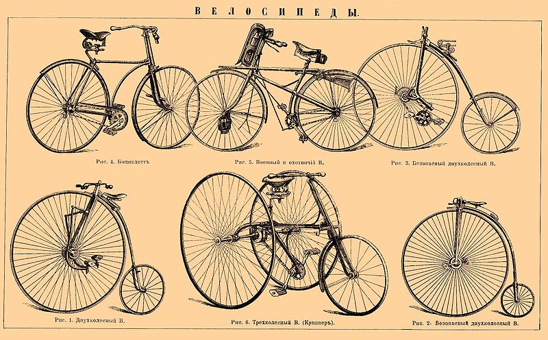 Domain Antique Print Russian Cyrillic Vintage Bicycles