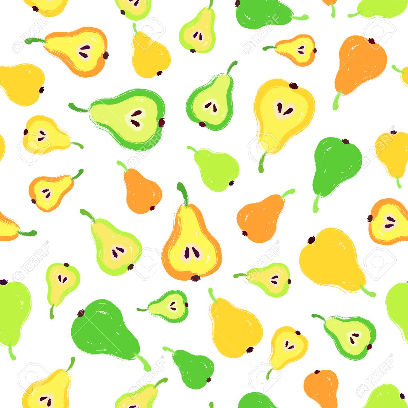 Pear Background Fruit Painted Pattern Seamless Chaotic
