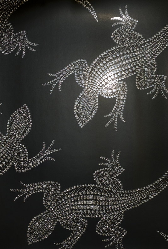 Black And Silver Wallpaper Lizard Crystal