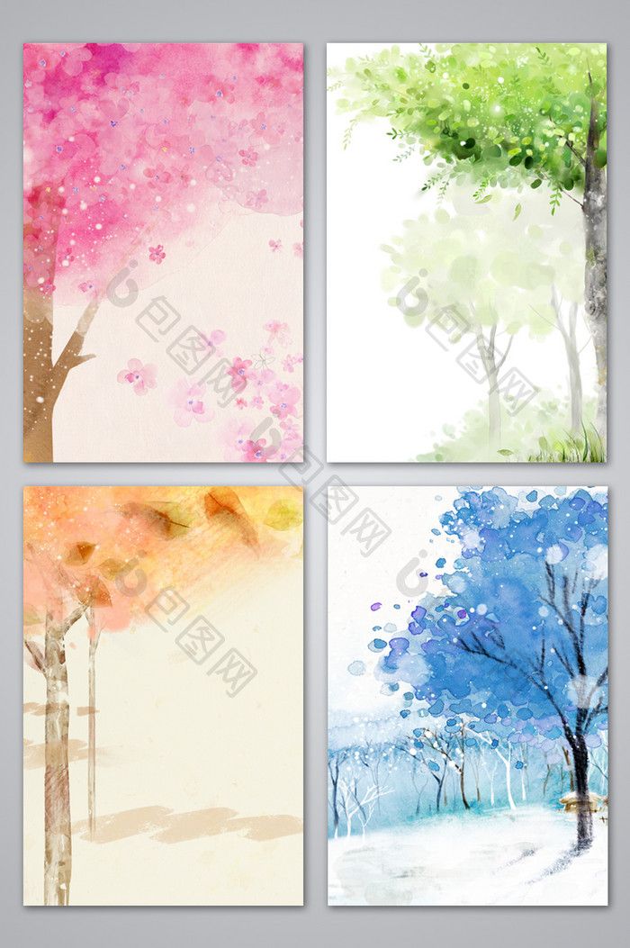 Spring Summer Autumn And Winter Background At
