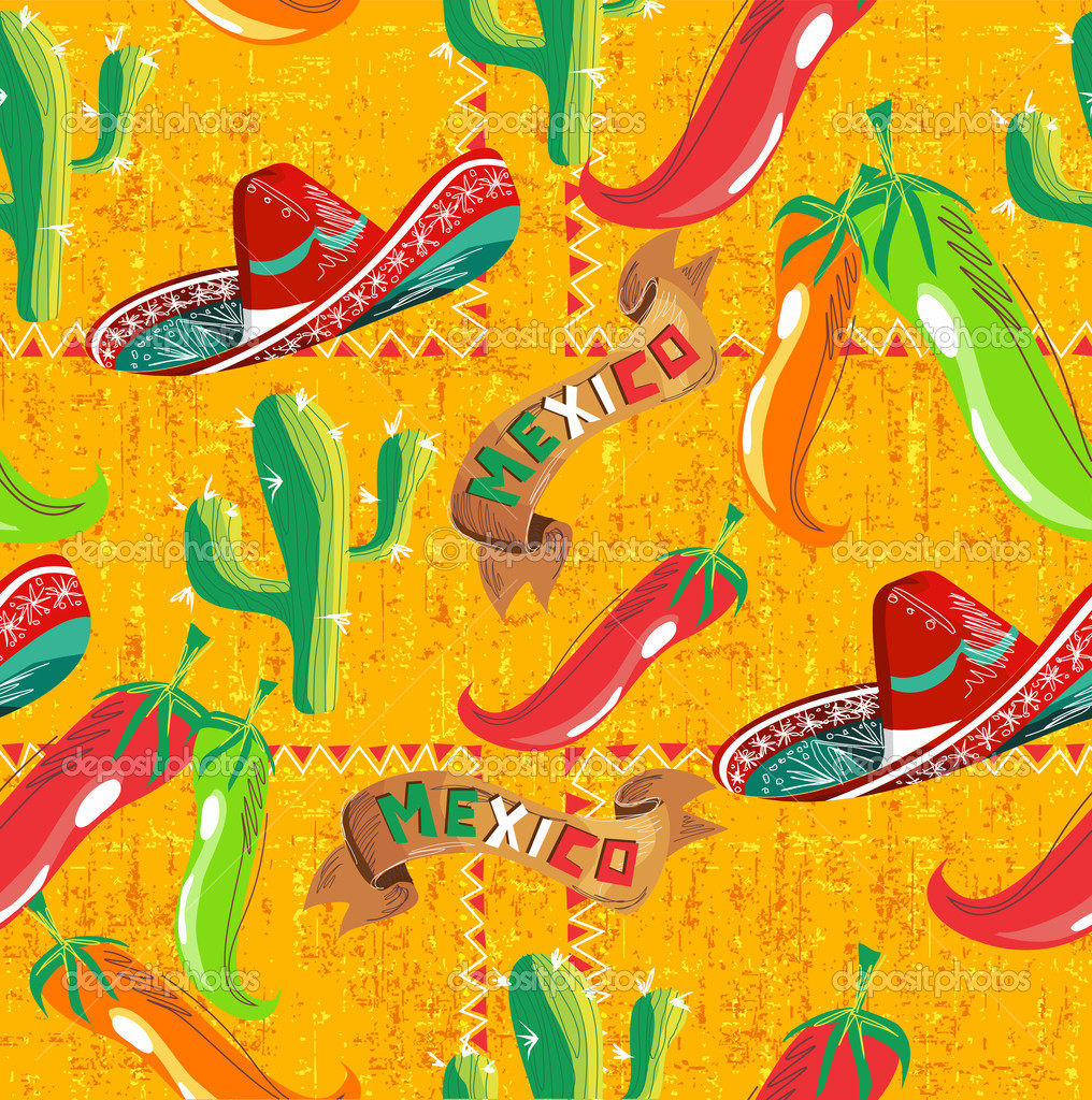 Mexican Design Background Mexican icons pattern   stock