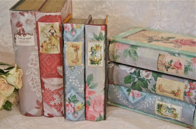 The Polka Dot Closet Vintage Wallpaper Covered Book Boxes