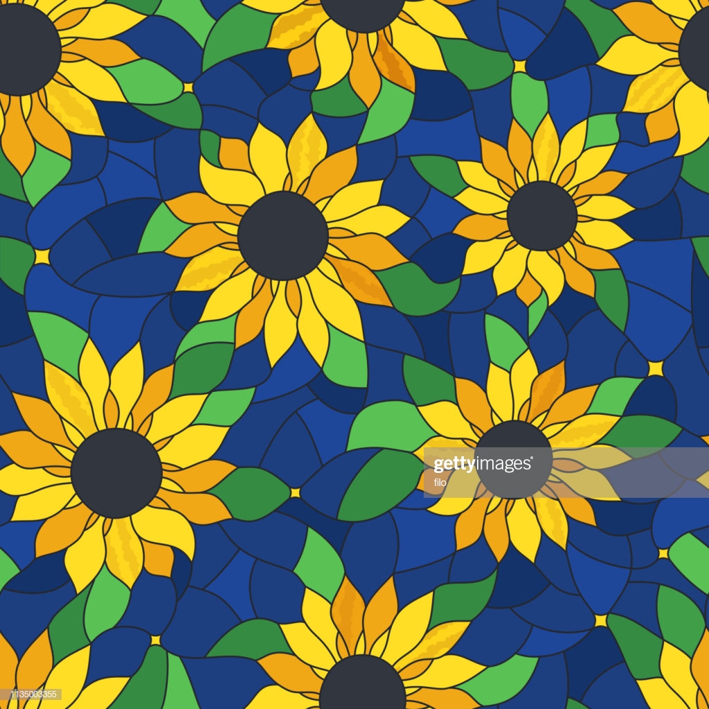 Seamless Sunflower Background Pattern High Res Vector Graphic