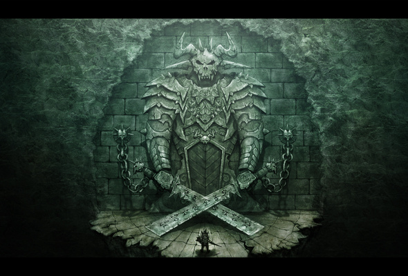 Wallpaper demon warrior sword armor desktop wallpaper 3D 590x400