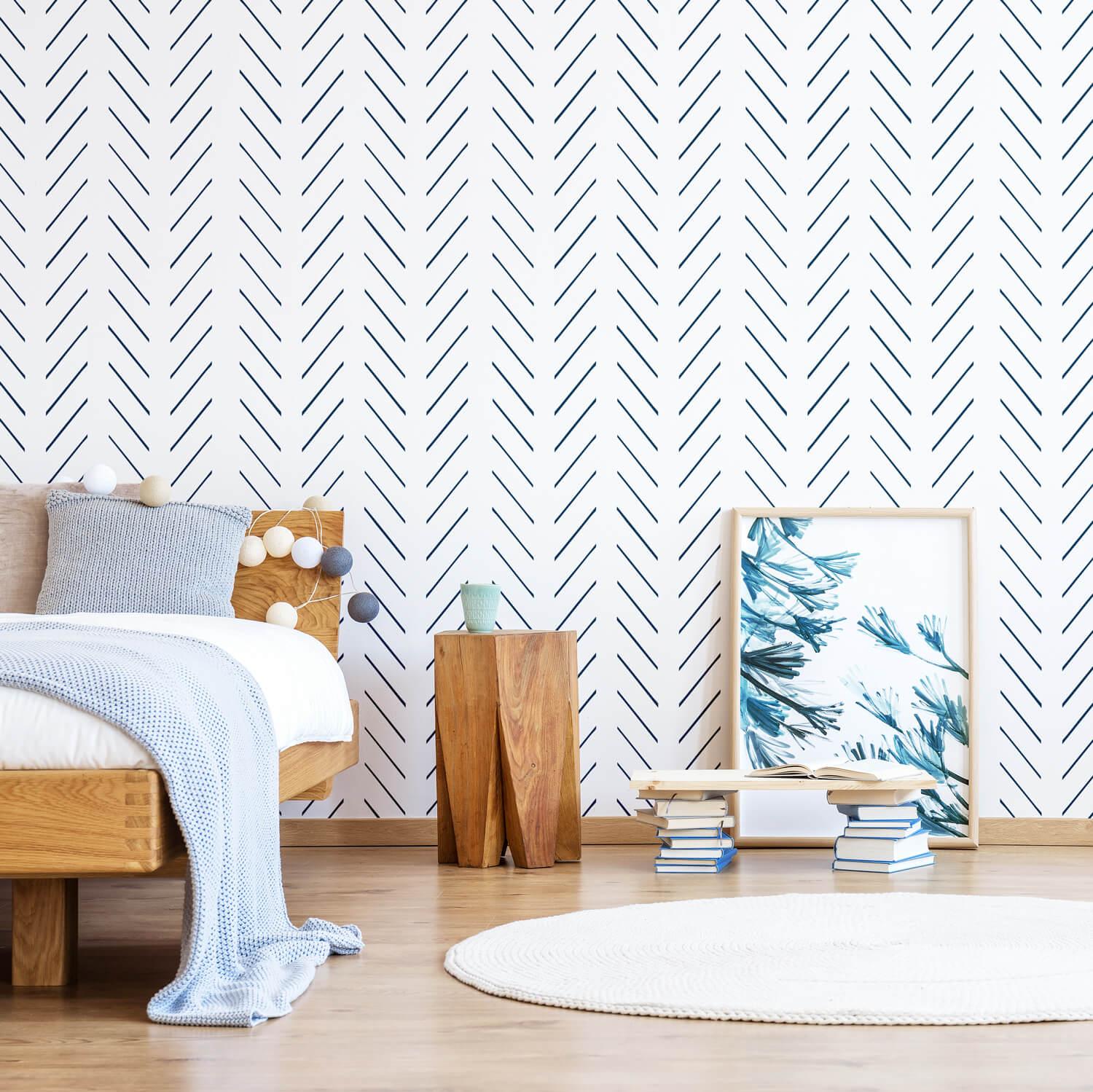 Delicate Herringbone Wallpaper Designed In Scandinavian Style