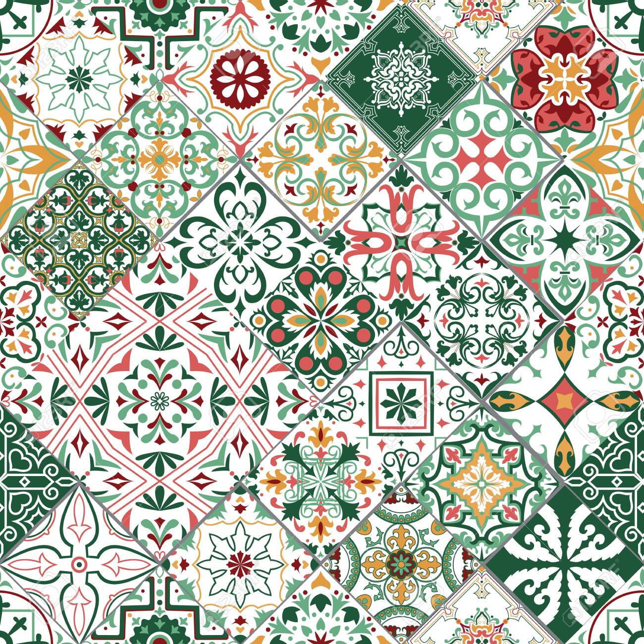 Vector Seamless Tiles Background In Portuguese Spanish Italian