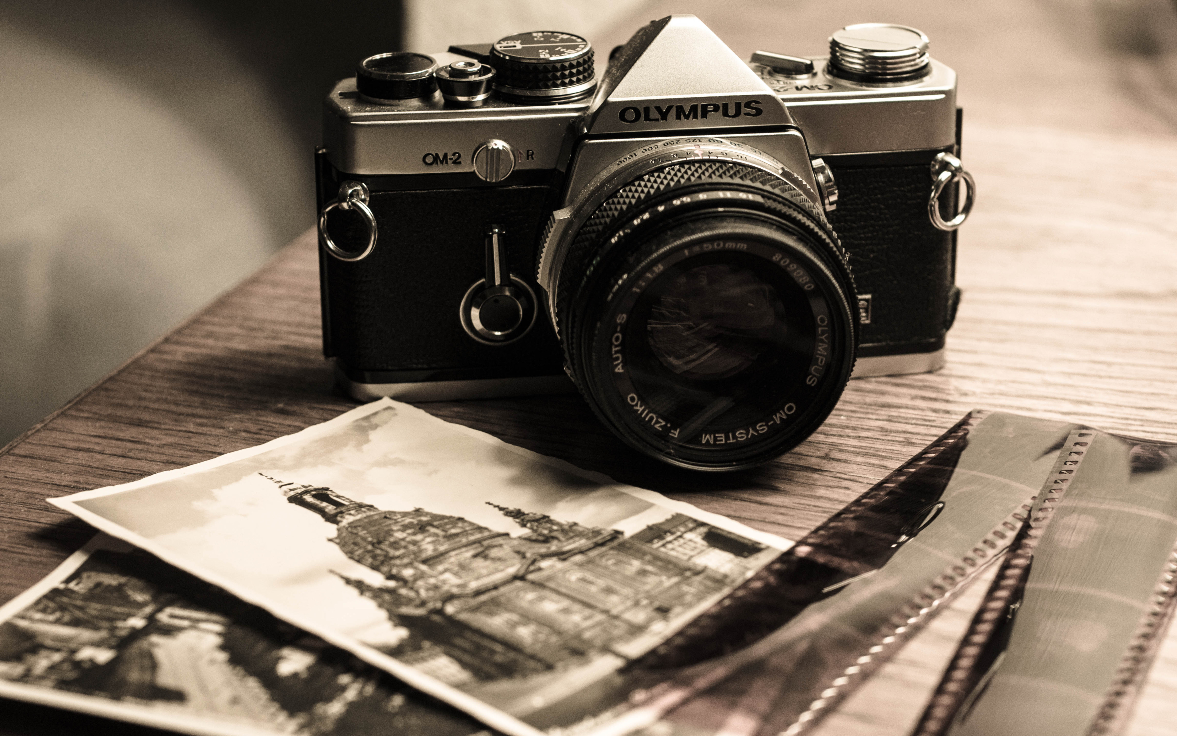 Vintage Olympus Om Camera Films And Old Photographs Widescreen