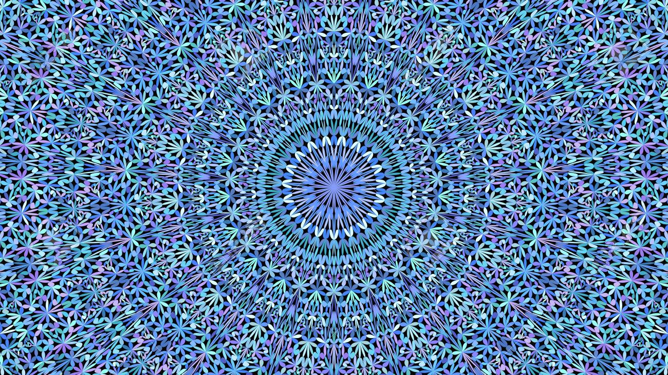 Blue Floral Garden Mandala Background Abstract Tribal Vector