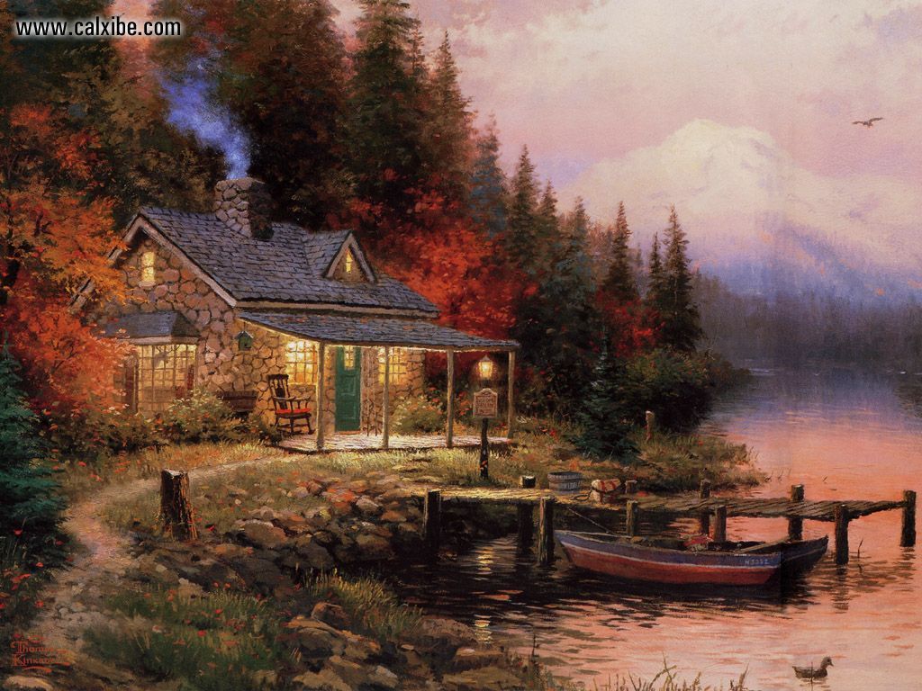 Thomas Kinkade The End Of A Perfect Day Drawing Painting
