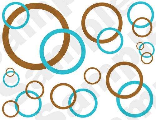 Turquoise Blue Brown Bubbles Circles Wall Border Decals Baby Nursery