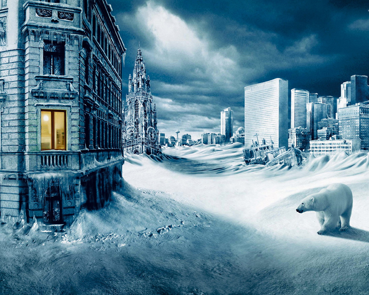 Winter City Scenes 1280x1024