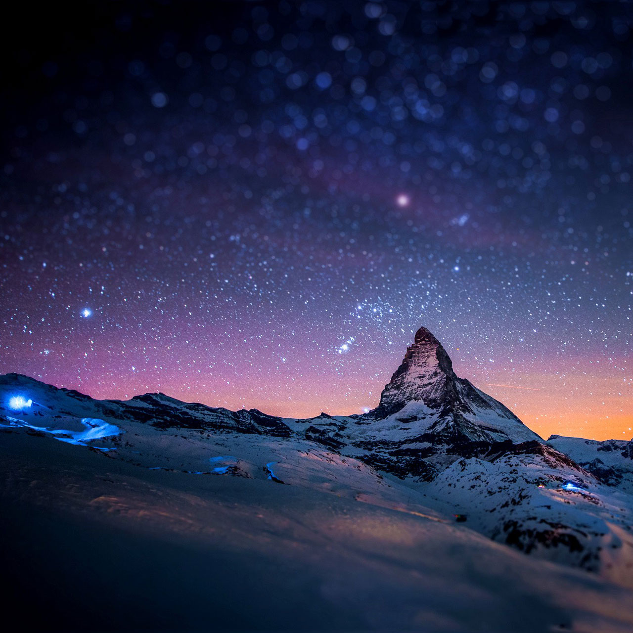 Samsung Galaxy Tab 101 Stars and snow night in the Alps wallpapers 1280x1280