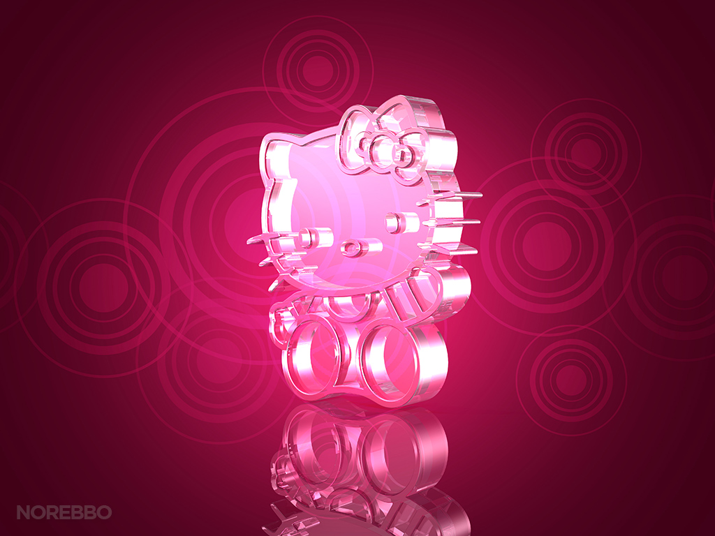 Pink Transparent Hello Kitty Over A Bright Textured Background