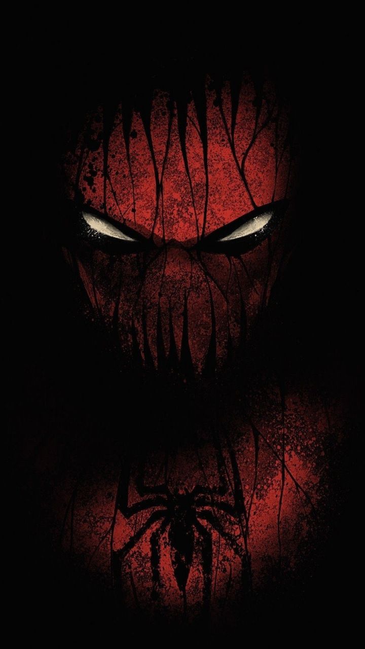 Red and black spiderman minimal 720x1280 wallpaper Venom