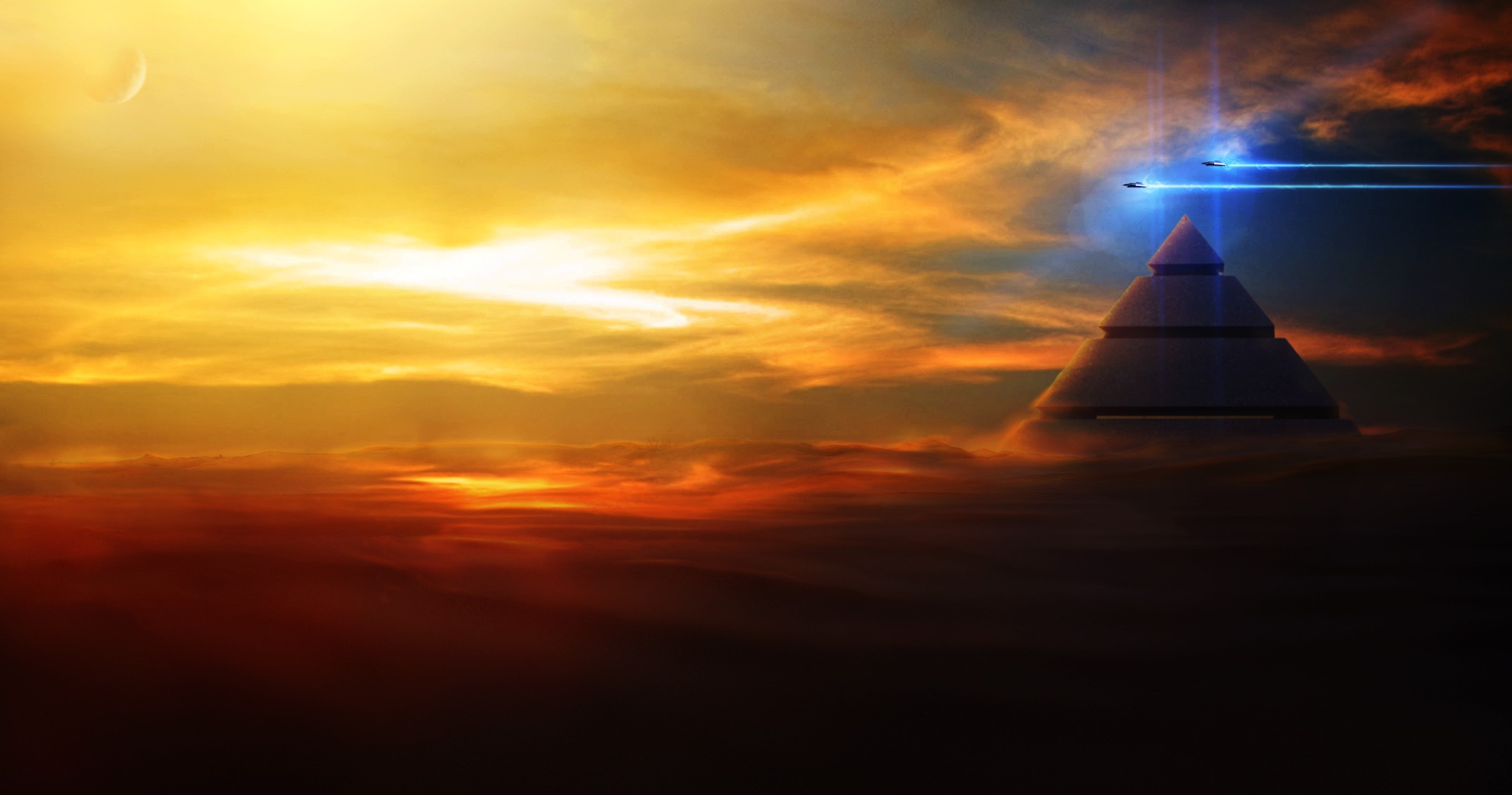 Alien Pyramid In The Sandstorm HD Wallpaper Background Image