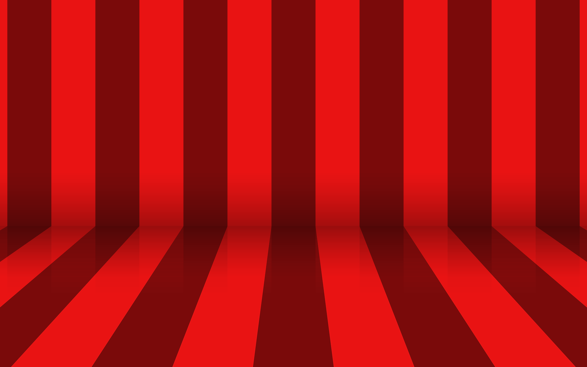 Vibrant red striped background with a glossy reflective floor, perfect for adding a bold and dynamic touch to any project