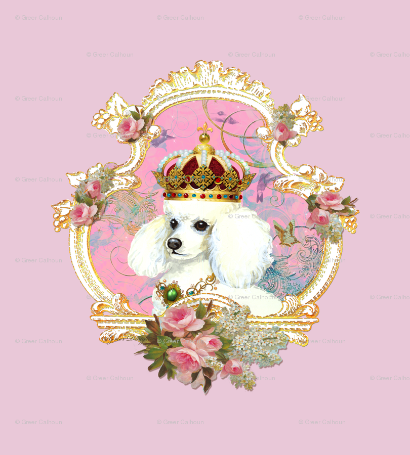 White French Poodle Princess Pillow